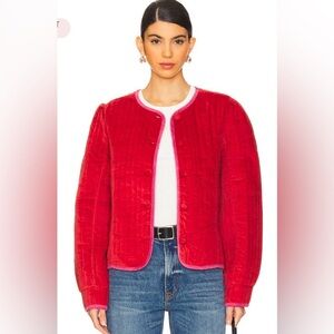 Free People Natalia Velvet Jacket In Sweet Heart Quilted Oversized NWT Size XL